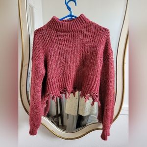 Lovers and friends angora cropped distressed sweater